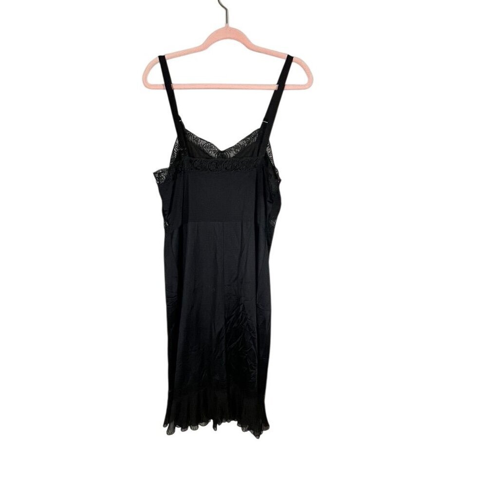 Vintage Floral Lace Lingerie Slip Dress Black 38 Retro Festive Sexy Feminine 60s - Picture 8 of 12